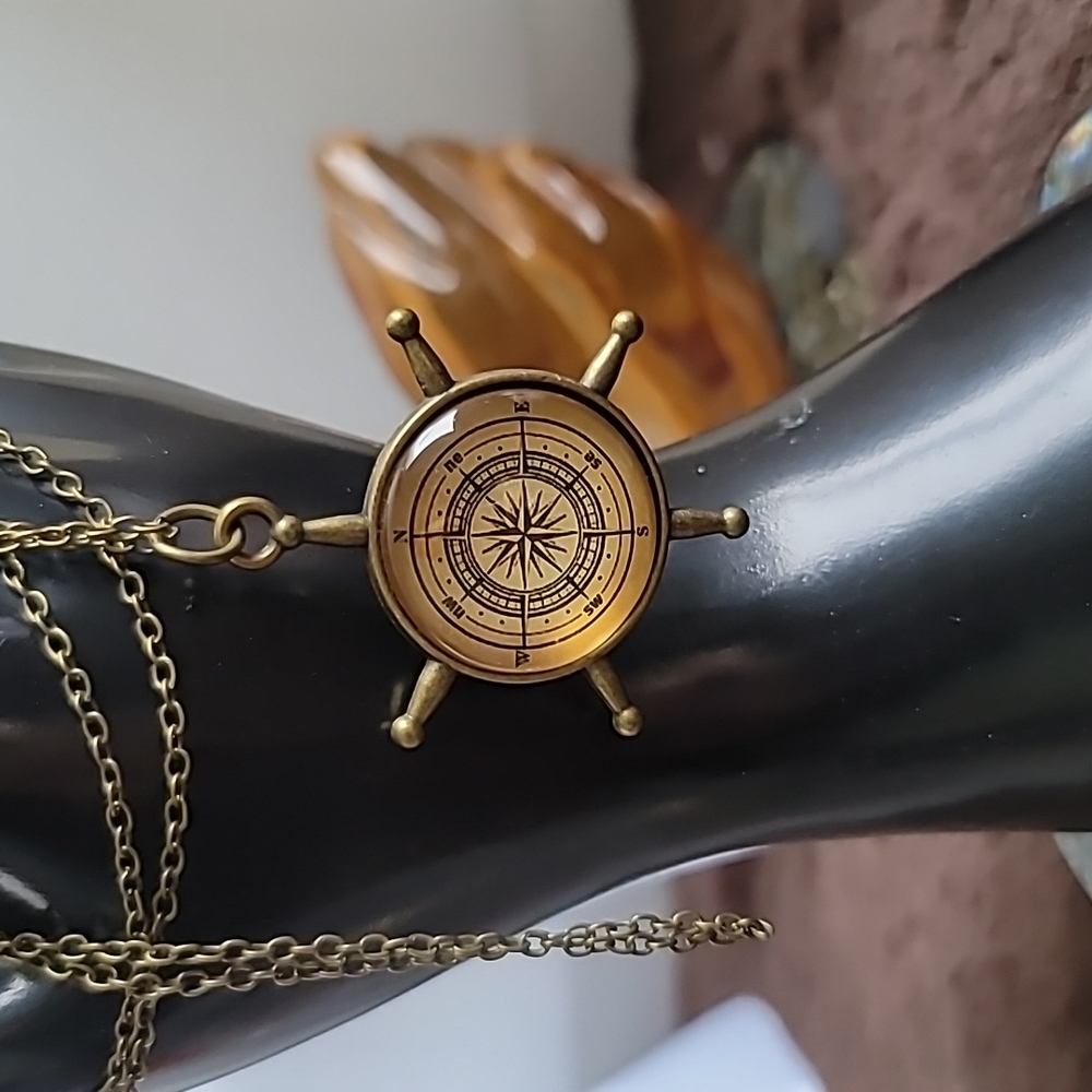 Goldtone Compass Necklace